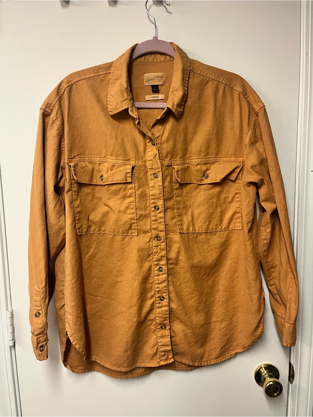 Universal Thread Oversized Utility Shirt Jacket Large Camel Brown Button Front